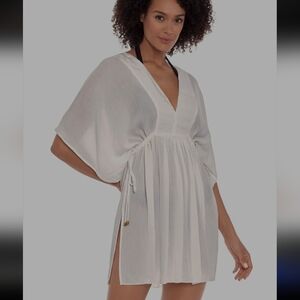 Lauren Ralph Lauren Woman's White Crinkle Cover-Up Tunic Size XL